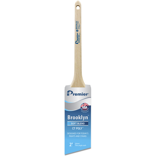Premier Brooklyn 17281 Paint Brush, Angle Brush, 2 in L Bristle, Polyester Bristle, Sash Handle