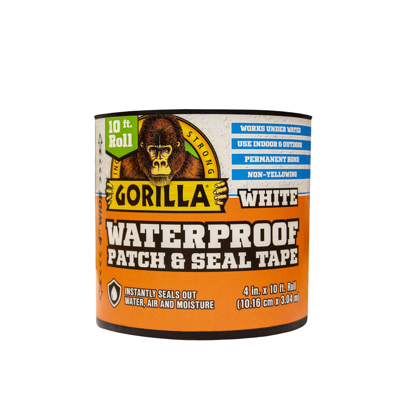 Gorilla Waterproof Patch & Seal Tape 4" x 10' White, (Pack of 1)