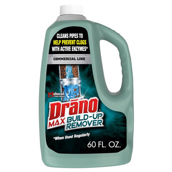 Drano Max Build Up Remover Drain Cleaner, Enzymes & Probiotics Prevents Clogs & Remove Odor-Causing Buildup, Safe for Septic, Toilets & Pipes in Bathroom Drains & Kitchen Sinks, Commercial Line, 60 oz 000388