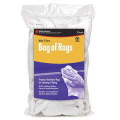 Buffalo Industries White T-Shirts Cloth Rags 60317 8.50" x 4.50", Small