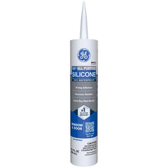 GE Advanced Silicone Caulk for Window & Door, White, 10 fl oz Cartridge, 12 Pack - 100% Waterproof Silicone Sealant, 5X Stronger Adhesion, Shrink & Crack Resistant 2749483