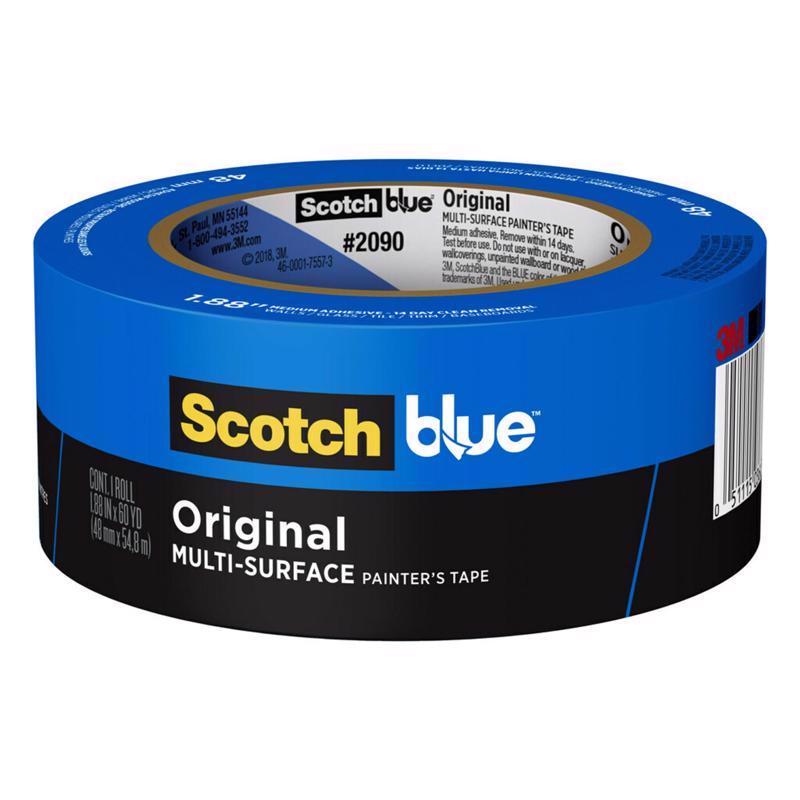 ScotchBlue Original Multi-Surface Painters Tape, 2 Inch Wide (1.88 in. x 60 Yds), 1 Roll Blue Paint Tape Protects Surfaces & Removes Easily, Masking Tape for Indoor and Outdoor Use (2090-48NC)