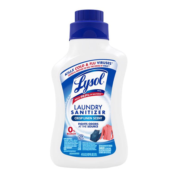 Lysol Disinfectant Laundry Sanitizer & Scent Booster, Laundry Detergent Additive, Color Safe Bleach Alternative, Laundry Odor Eliminator, Kills Bacteria & Viruses, Crisp Linen Scent, 41 Fl Oz Liquid 1920095871