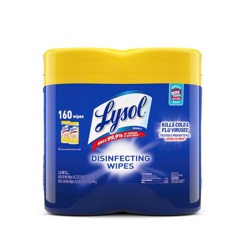 Lysol Disinfecting Wipes, Lemon & Lime Blossom, 160ct