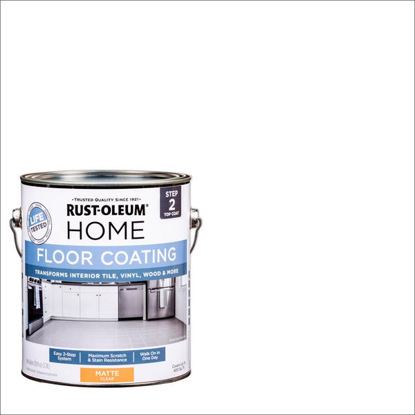 Rust-Oleum 358585 Clear Home Interior Floor Coating System, Step 2 Top Coat, Matte, 1 Gal