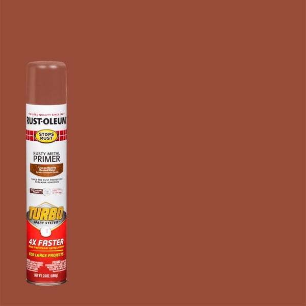 Rust-Oleum 353346 Stops Rust Turbo Rusty Metal Primer Spray, 24 oz, Flat Red, 1 Count (Pack of 1)