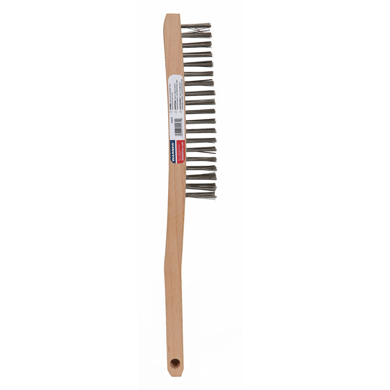 Warner Tool 11471 Wood Handle 13" S.S. Wire Brush, 3x19 Row