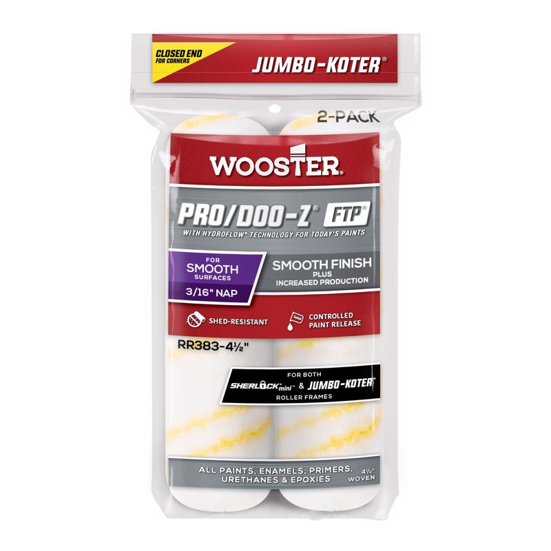 Wooster RR383-4 1/2 Jumbo-Koter Pro/Doo-Z FTP 3/16" Paint Rollers, White