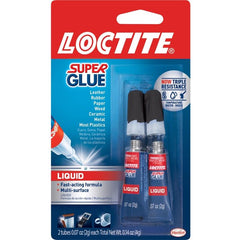 Loctite Super Glue Liquid, Clear, 0.07 fl oz Tube, 2 Pack - Superglue for Plastic, Wood, Metal, Crafts & Repair, Cyanoacrylate Adhesive Instant Glue, Quick Dry 1399963