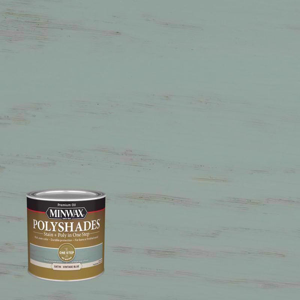 Minwax Polyshades Semi-Transparent Satin Vintage Blue Oil-Based Stain/Polyurethane Finish 0.5 pt 213944444
