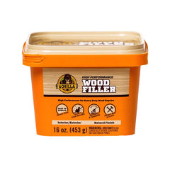 Gorilla All Purpose Wood Filler, Natural Finish, 16 Ounce Tub (Pack of 1) - Water Resistant for Indoor or Outdoor Projects and Repairs 107103