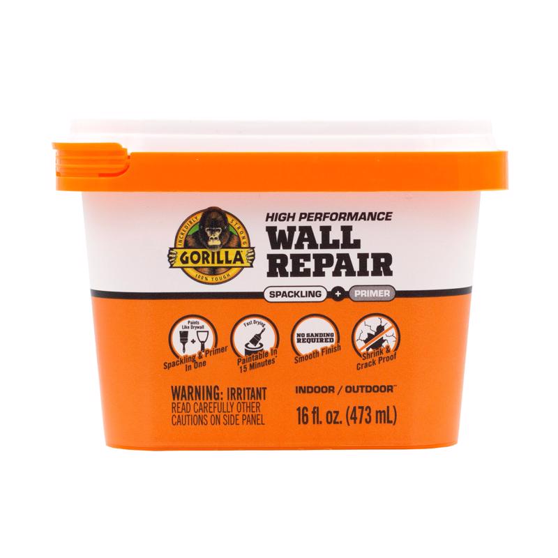 Gorilla Heavy Duty Wall Repair Spackling + Primer, 16 Ounce Tub,White