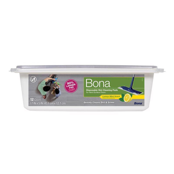 Bona Disposable Wet Cleaning Pads for Hard-Surface Floors, Lemon Mint Scent 12 Count (Pack of 1) AX0003623