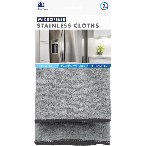 S&T INC. Schroeder & Tremayne Microfiber Cleaning Cloth 12 in. W X 16 in. L 2 pk 239700