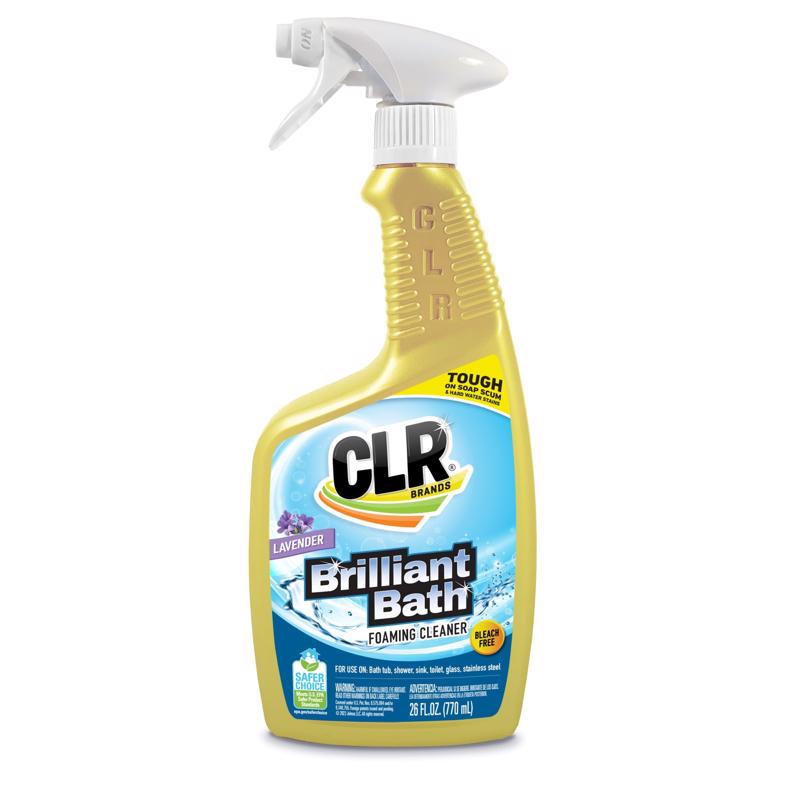 CLR Brilliant Bath Foaming Action Bathroom Cleaner Spray - For Use on Toilets, Baths, Showers, Sinks, Glass, Stainless Steel - Lavender Scent, 26 Ounce Bottle (Pack of 6)