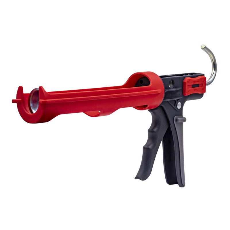Newborn Octogun 208D Drip-Free Caulk Gun - Integrated 4-Sided Tooling Square & 2-Sided Scraper | 12:1 Thrust Ratio | Lightweight Plastic Design with Revolving Barrel