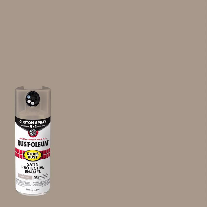 Rust-Oleum 376876 Stops Rust Custom Spray 5-in-1 Spray Paint, 12 oz, Satin Driftwood (Pack of 1)