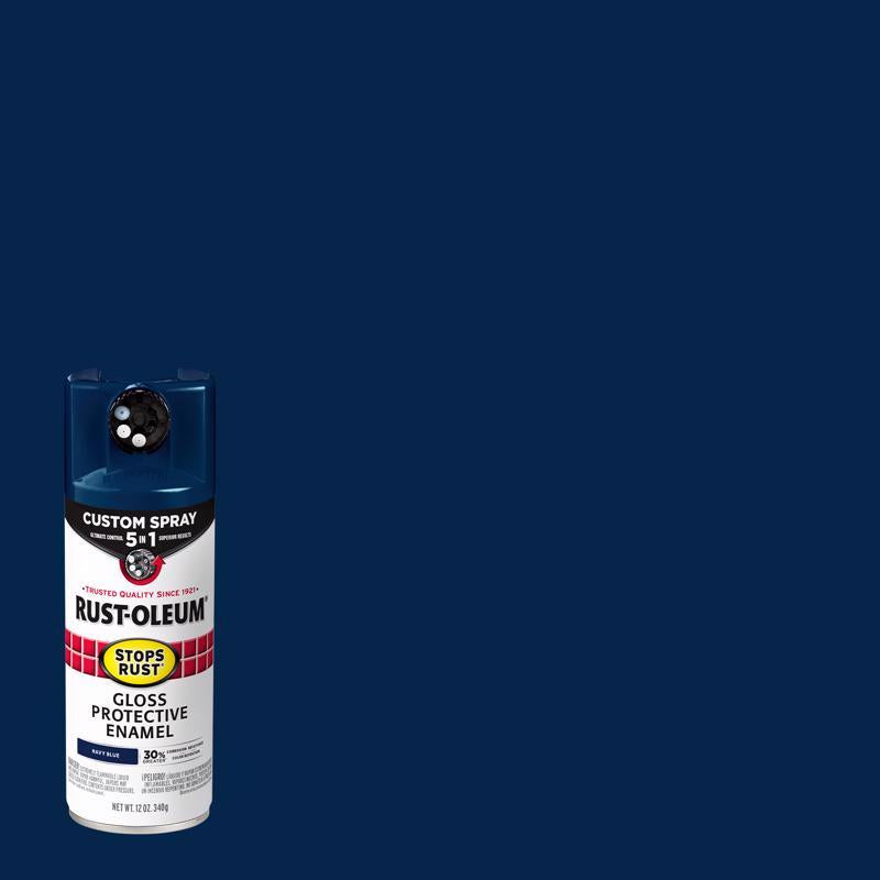 Rust-Oleum 376904 Stops Rust Custom Spray 5-in-1 Spray Paint, 12 oz, Gloss Navy Blue