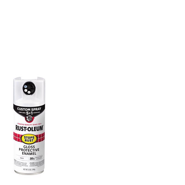 Rust-Oleum 376886 Stops Rust Custom Spray 5-in-1 Spray Paint, 12 oz, Gloss White