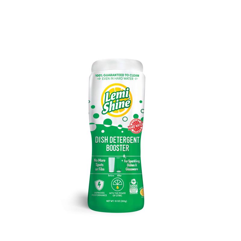 Lemi Shine Dish Detergent Booster, Hard Water Stain Remover, Multi-Use Citric Acid Cleaner 10 oz, Pack of 8