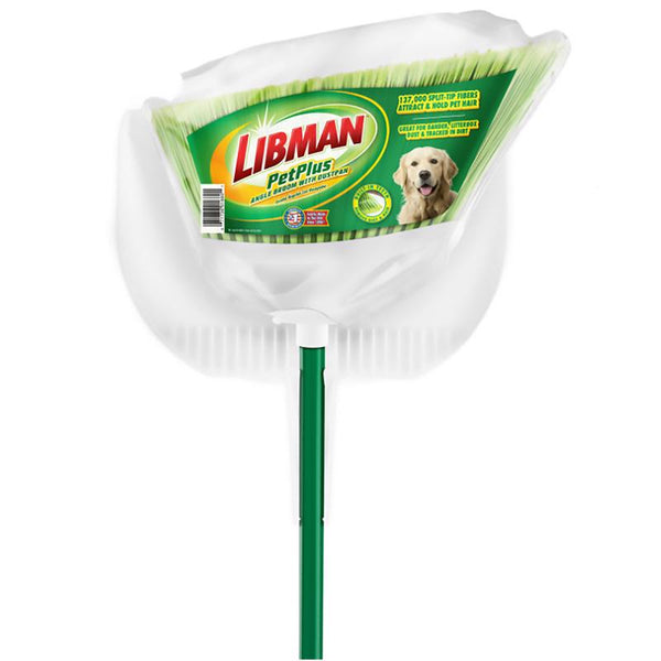 Libman 129807 8.5 in. Pet Plus Angle Broom Green & White - Pack of 4 1680