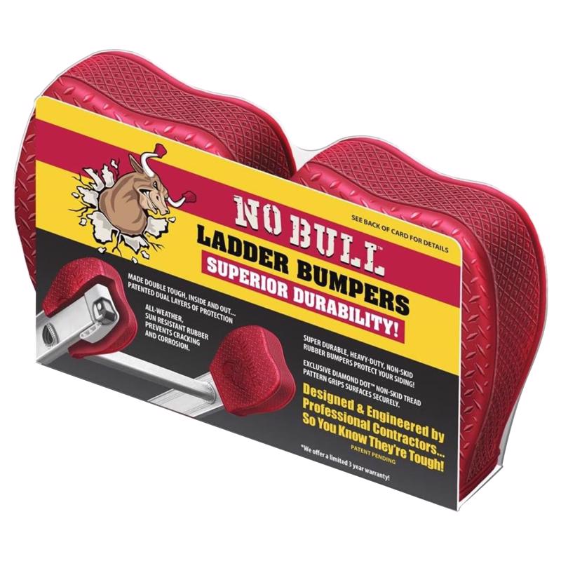 No Bull Extension Ladder Bumpers, Heavy Duty, Rubber, All-Weather and Sun Resistant, Red