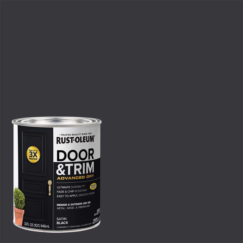 Rust-Oleum 369383 Advanced Dry Door & Trim Paint, Quart, Satin Black