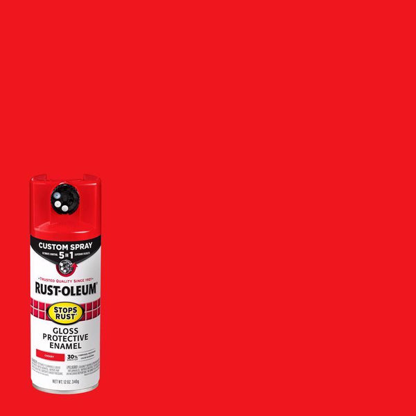 Rust-Oleum 376889 Stops Rust Custom Spray 5-in-1 Spray Paint, 12 oz, Gloss Cherry