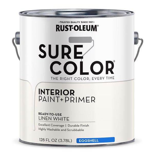 Rust-Oleum 380220 Sure Color Interior Wall Paint and Primer Eggshell Linen White gal