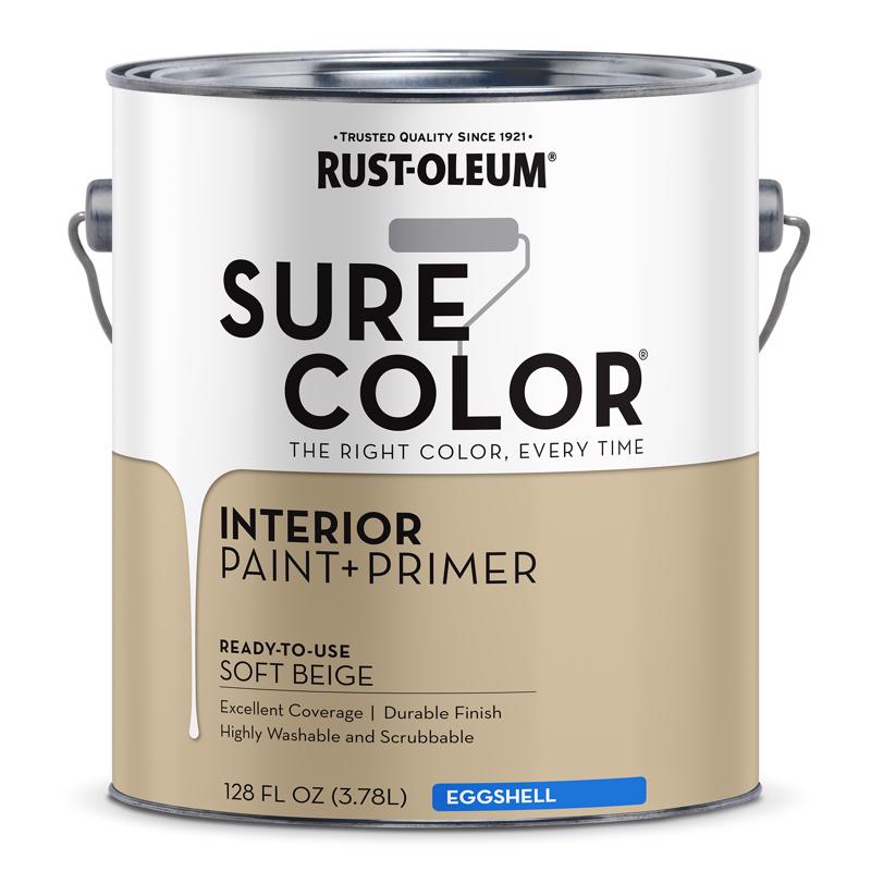 Rust-Oleum 380222 Sure Color Interior Wall Paint and Primer Eggshell Soft Beige gal