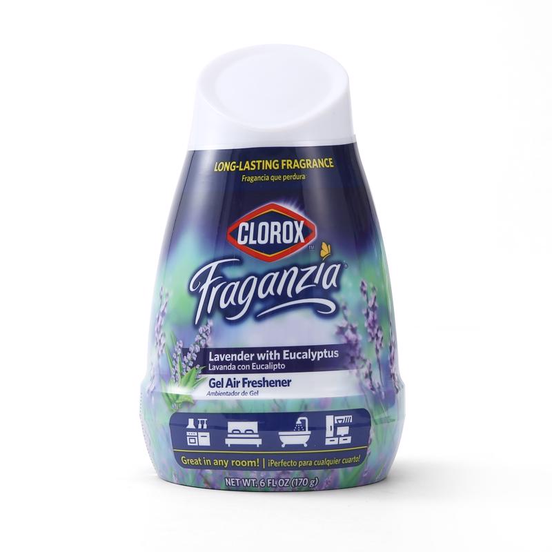 Clorox Fraganzia Gel Air Freshener Cone, Lavender with Eucalyptus Scent - No Plug, Battery Free Room Deodorizer Fragrance for Small Room, Closet, Kitchen, Bathroom, Office and More, 6 Fl Ounce