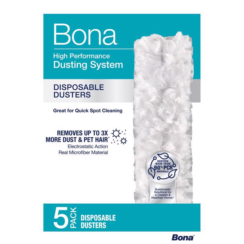 Bona Disposable Duster Refills - 5 Pack - High Performance Dusting System - Microfiber Dusters Remove Dust and Pet Hair for Quick Spot Cleaning