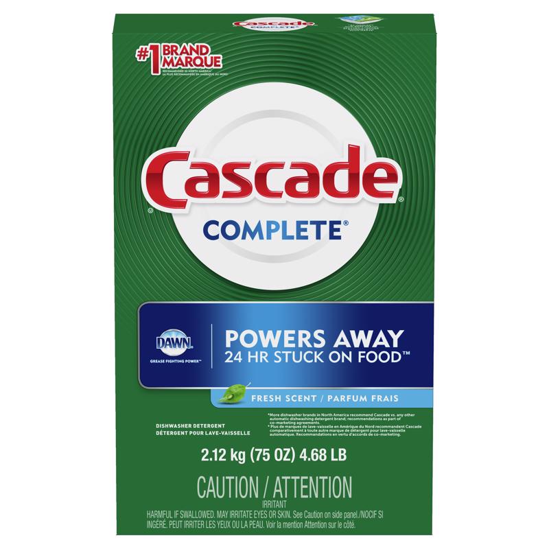 Cascade Complete Powder Dishwasher Detergent, Fresh Scent, 75 oz, White 80778912