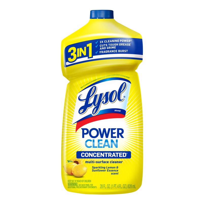 LYSOL Power Clean Multi-Surface Cleaner, 2x Concentrated Pour, Sparkling Lemon & Sunflower Essence scent, 28 Fl Oz