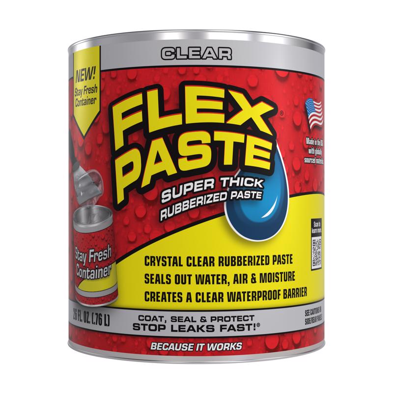 Flex Paste, Quart, Clear, Waterproof Paintable Putty, Spackle Sealant, Fill Gaps Cracks Holes - Block Out Water and Air - UV Resistant - Walls, Drywall, EPDM, Concrete, Roof, RV Repairs