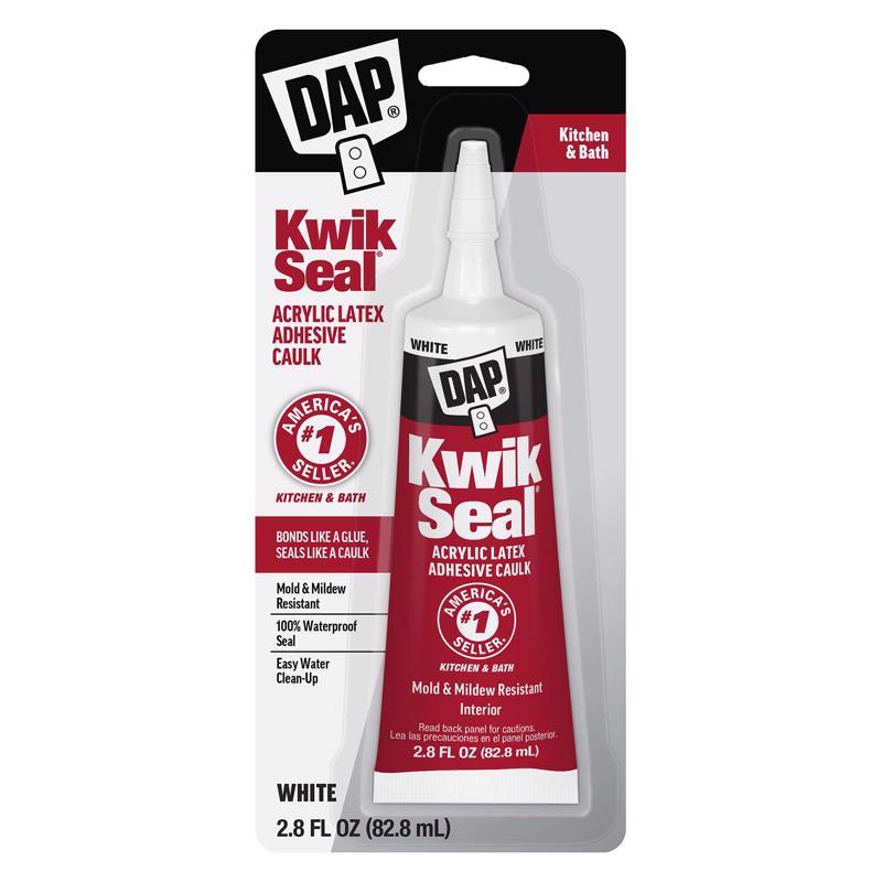 DAP Kwik Seal Kitchen & Bath Adhesive Caulk, White, 2.8 oz (7079800954)