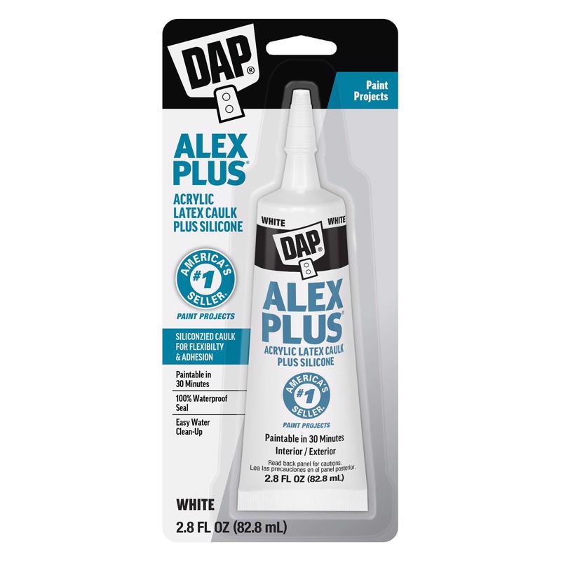 DAP Alex Plus Acrylic Latex Caulk, White, 2.8 oz (7079800956)