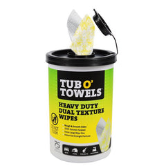Tub O' Towels TW75 Heavy-Duty 10" x 12" Size Multi-Surface Cleaning Wipes, Dual Texture, 75 Count Per Canister TW75-DT
