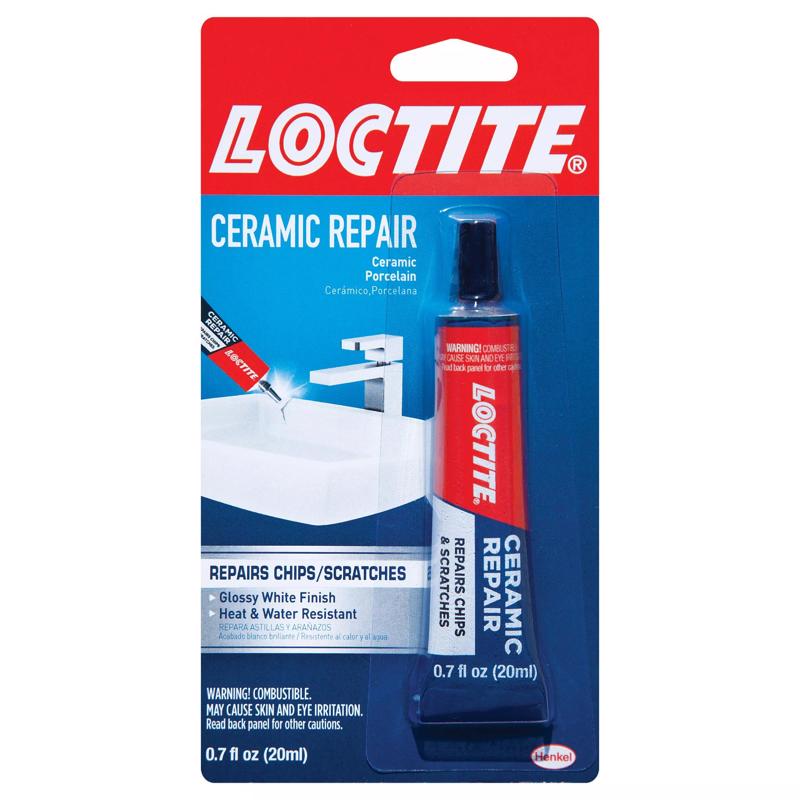 Loctite Ceramic Repair Glue, Glossy White, 20g Tube Pack of 1 - Repairs Chips & Scratches on Ceramic & Porcelain, Heat & Water Resistant, Glossy Finish