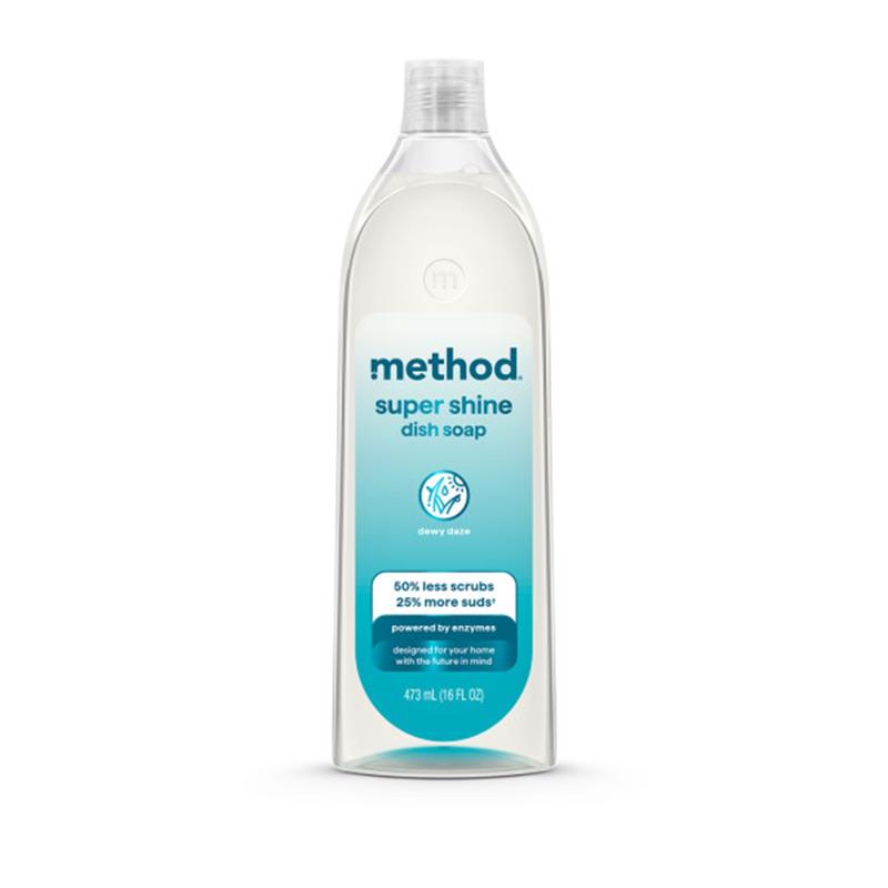 Method Super Shine Liquid Dish Soap, Powered by Enzymes, Dewy Daze Scented, 16 fl oz