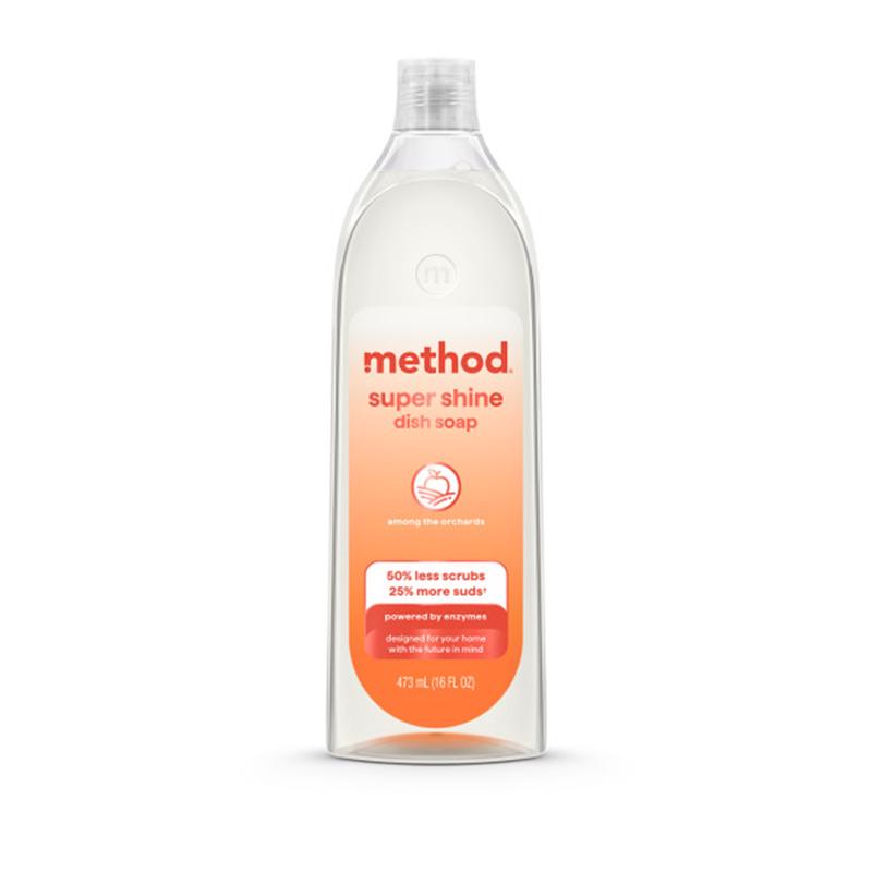 Method Super Shine Liquid Dish Soap, Powered by Enzymes, Among the Orchards Scented, 16 fl oz