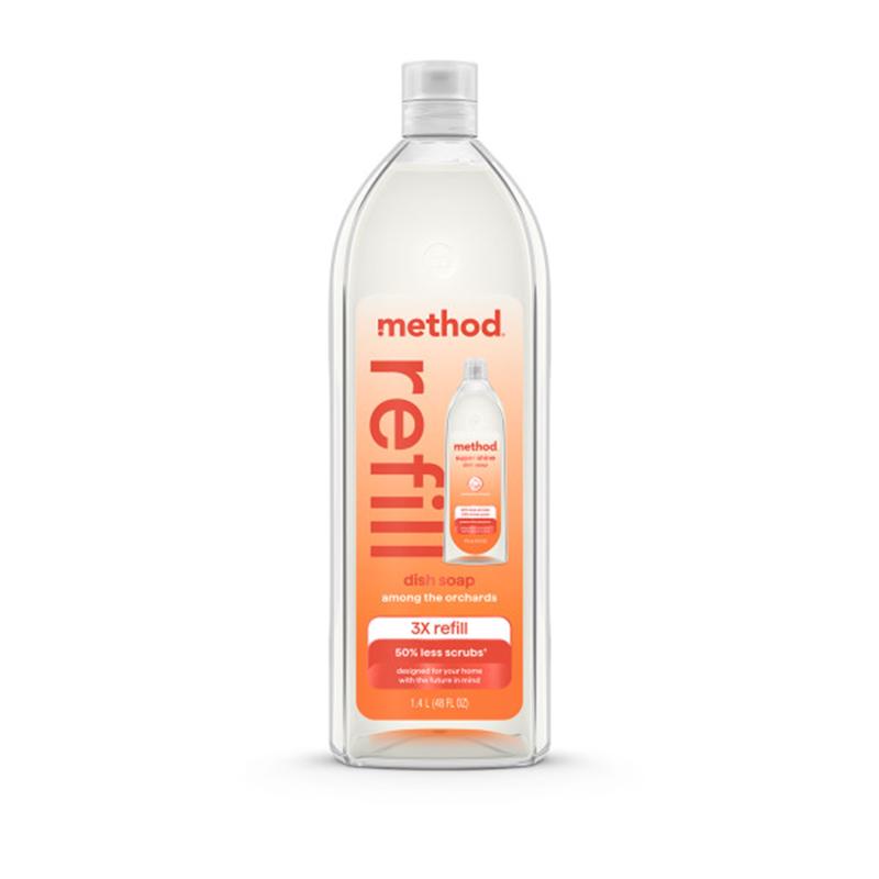 Method Super Shine Liquid Dish Soap Refill, Powered by Enzymes, Among the Orchards Scented, 48 fl oz