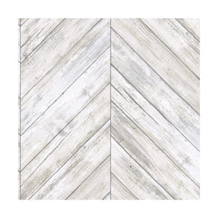 Roommates RMK11453WPZ White Herringbone Wood Boards Peel and Stick Wallpaper, 20.5 in W x 198 in L, Taupe