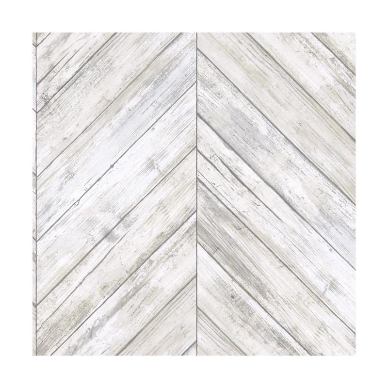 RoomMates White Herringbone Wood Boards Peel and Stick Wallpaper, 20.5 in x 16.5 ft, Vinyl, White/Tan, Removable, No Sticky Residue, For Renters and Homeowners