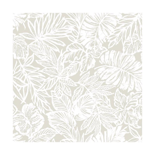 RoomMates RMK11435WP Beige Batik Tropical Leaf Peel and Stick Wallpaper, Roll RMK11435WPZ