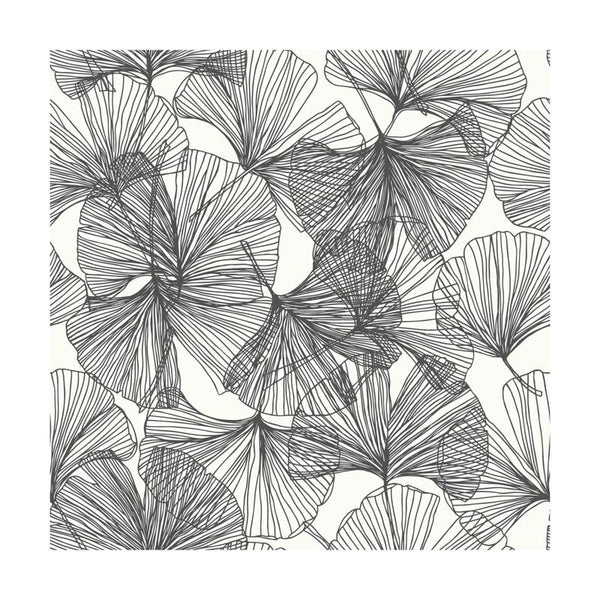 RoomMates RMK11601WP Black Gingko Leaves Peel and Stick Wallpaper RMK11601WPZ