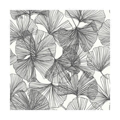 Roommates RMK11601WPZ Black Ginkgo Leaves Peel and Stick Wallpaper, 20.5 in W x 198 in L