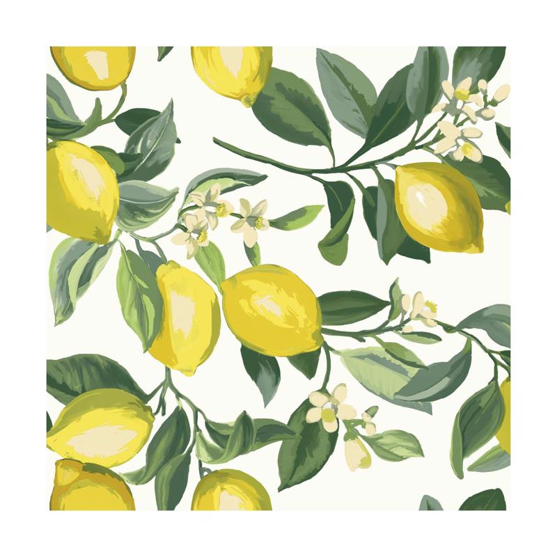 RoomMates RMK11655WP Lemon Zest Yellow and White Peel and Stick Wallpaper