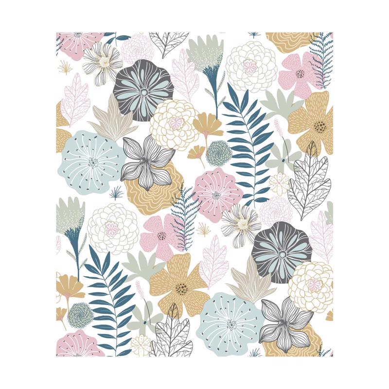 RoomMates Pink Perennial Blooms Peel and Stick Wallpaper, Vinyl, 20.5-in x 16.5-ft