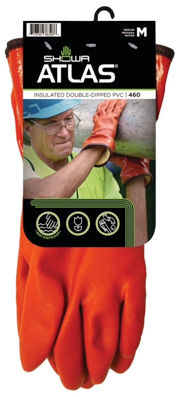 SHOWA Atlas 460 Fully Coated Insulated PVC Chemical Resistant Winter Safety Glove with Cotton/Acrylic Liner, Medium (1 Pair) 460M-08.RT
